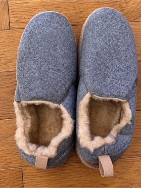 Merrimac Slip-On Fleece-Lined Gray Felt Slippers with Memory Foam Size 11-12